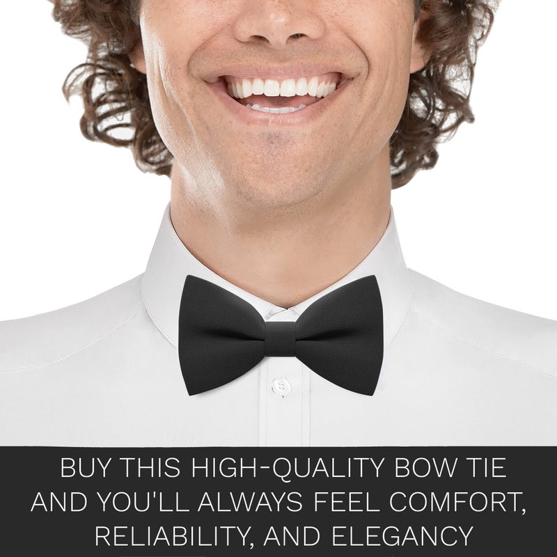 Bow Tie House Men's Classic Pre-Tied Bow Tie Formal Solid Tuxedo (Large, Black) - Image 5